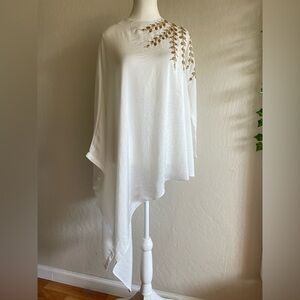 Asymmetrical embroidered evening top